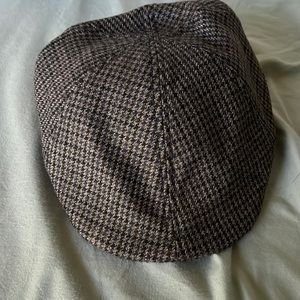 Blue herringbone USA made Scally cap from Mulligans in Massachusetts.